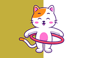 Cute Cat Playing Hulahoop Cartoon, an Animal Illustration by Artstorystudio (Thumbnail 2 of 3)