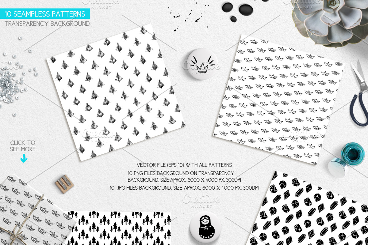 Ivanka Font•Patterns•Vector elements preview 6