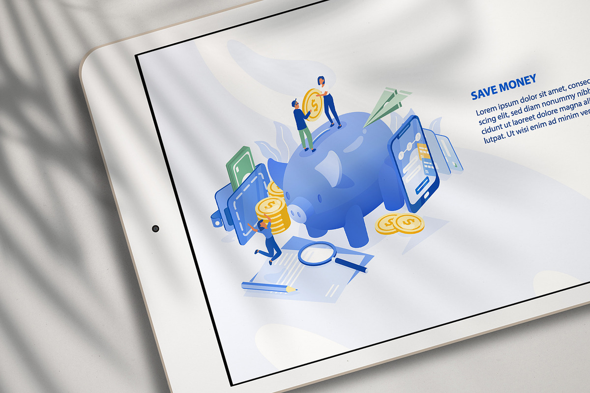 Money saving concept banner, a Finance Illustration by Good Studio (Photo 3 of 3)