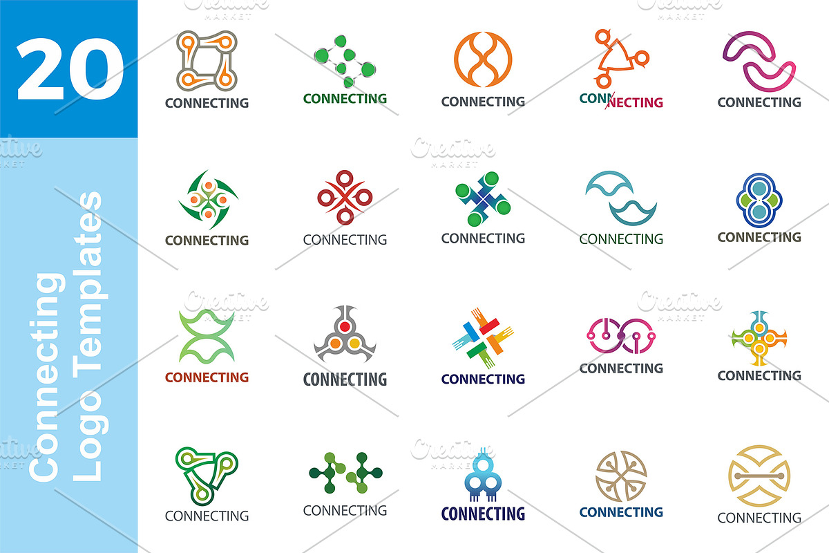 20 Logo Connecting Templates Bundle, a Branding & Logo Template by Friendesigns (Photo 1 of 21)