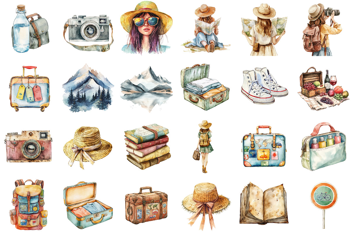 Watercolor Worldwide Adventure Clipa, an Illustration by designcity5 (Photo 2 of 5)