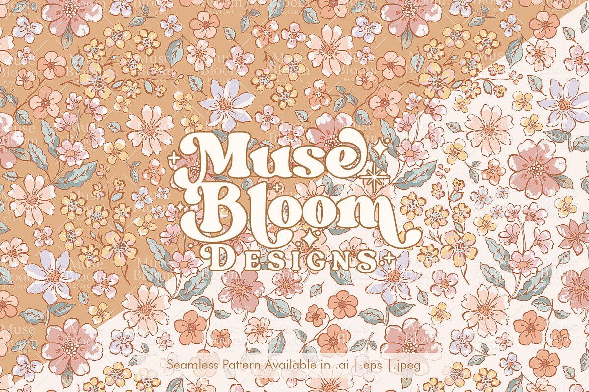 Squirrel Floral Seamless Pastel, a Pattern Graphic by MuseBloomDesigns (Photo 1 of 7)