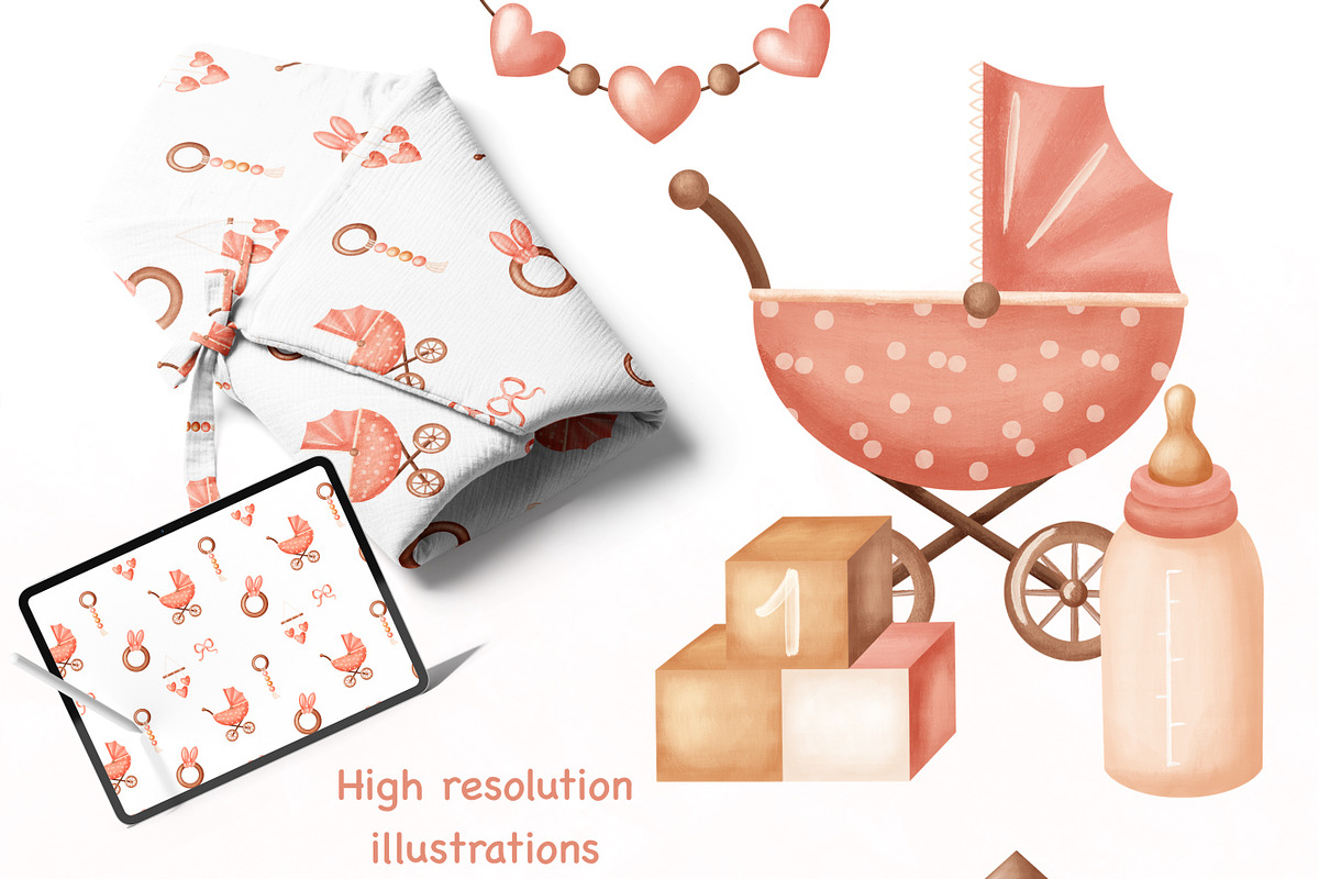 NEWBORN baby illustration & patterns, an Animal Illustration by Linerisyart (Photo 4 of 16)