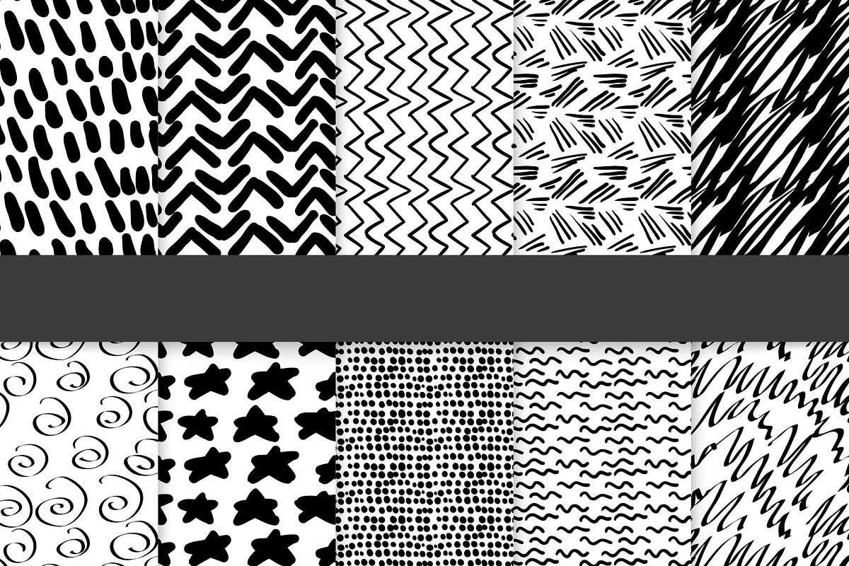 Seamless Pattern Hand Drawn B&W, a Pattern Graphic by Zebra-Finch (Photo 1 of 2)
