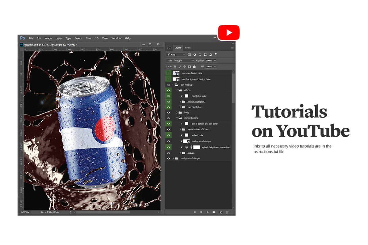 Can With Splash Slow Motion Mockup, a Product Mockup by rebrandy (Photo 8 of 10)