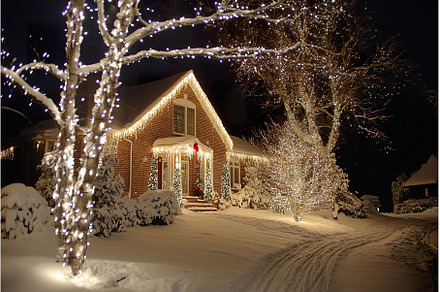 charming home illuminated by winter, a Holiday Photo by Lermont51