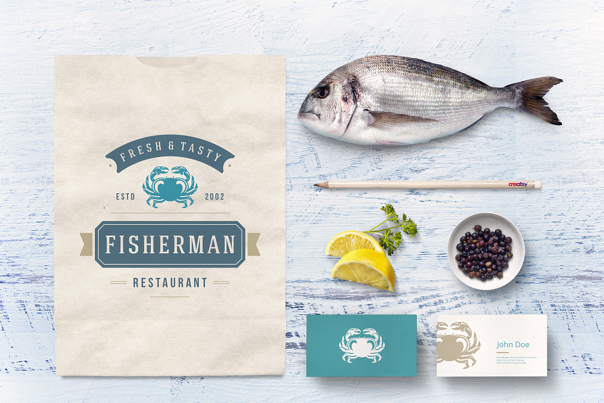 18 Seafood Logos & Badges, a Branding & Logo Template by Vasya Kobelev (Photo 7 of 9)