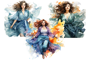 Watercolor Curvy Beauty Clipart