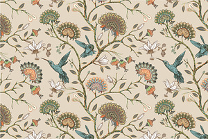 2 Patterns with flowers and birds
