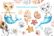 Cat Mermaid watercolor clipart, an Animal Illustration by UlitkaStudio (Thumbnail 4 of 10)