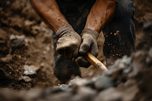 miner digging with a pickaxe, generative AI, a Photo by Nito