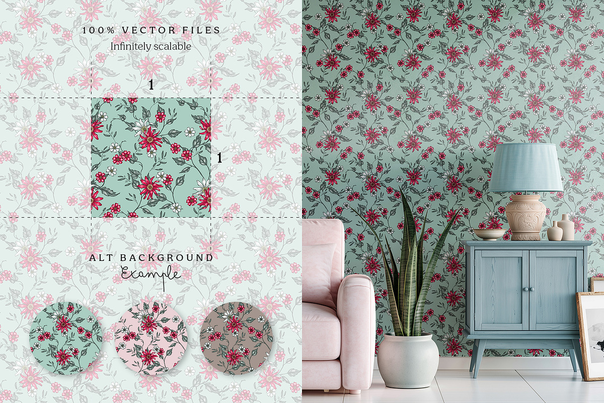 Vintage garden seamless pattern set, a Pattern Graphic by Momosama Studio (Photo 2 of 5)
