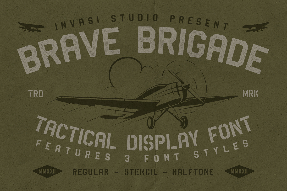 Brave Brigade - Tactical Display Fon, a Sans Serif Font by Invasi Studio (Photo 1 of 10)
