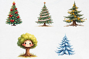 Watercolor Christmas Tree Clipart Bu, an Illustration by CrexoraLab (Thumbnail 5 of 5)