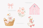 Watercolor Pink Goose Clipart, an Illustration by Pink Studio Art (Thumbnail 2 of 8)