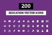 200 Education Vector Icons, a Solid Icon by Creative Stall (Thumbnail 1 of 4)