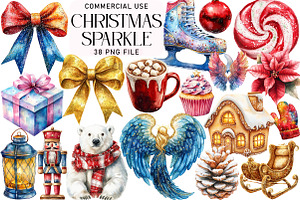 Sparkle Christmas Clipart, an Illustration by Daily.Designs