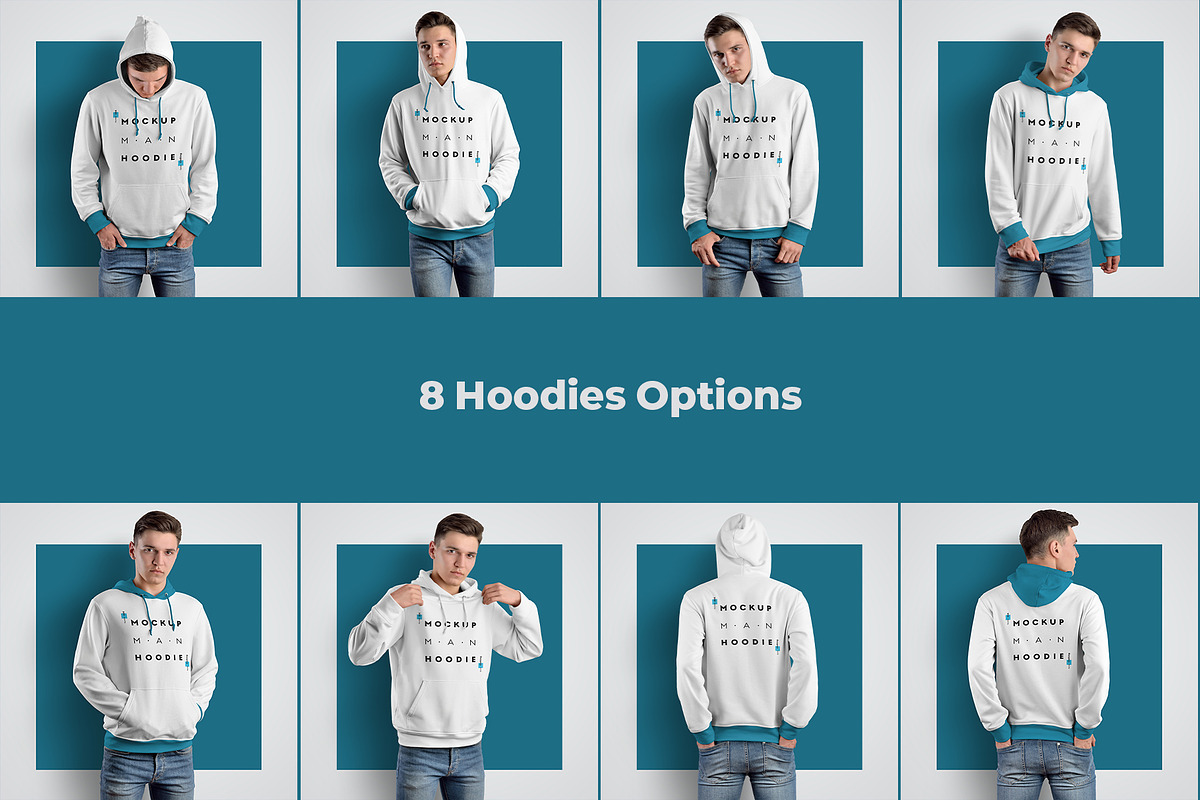 8 Men Hoodie Mockups, a Hoody Mockup by Grow Design Craft Studio (Photo 7 of 7)