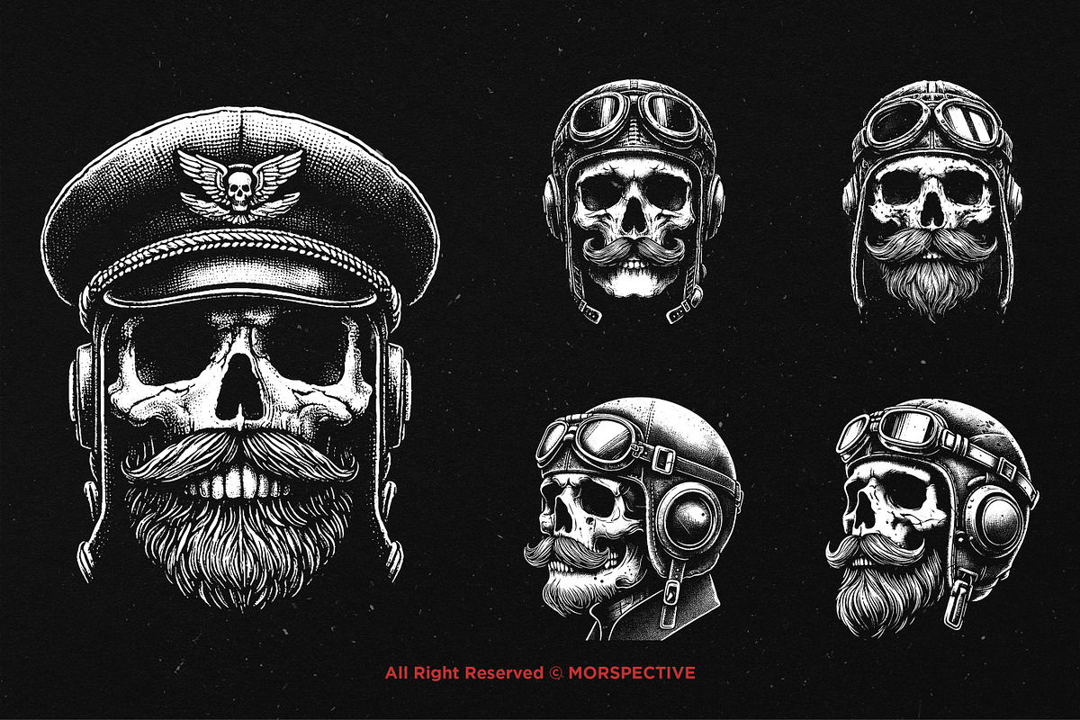 10 Bundle Dark Art Skull Pilot, an Illustration by Morspective (Photo 3 of 7)