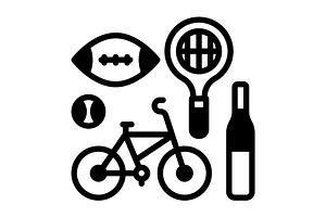 Sports accessories solid icon, a Solid Icon by Creative priyanka