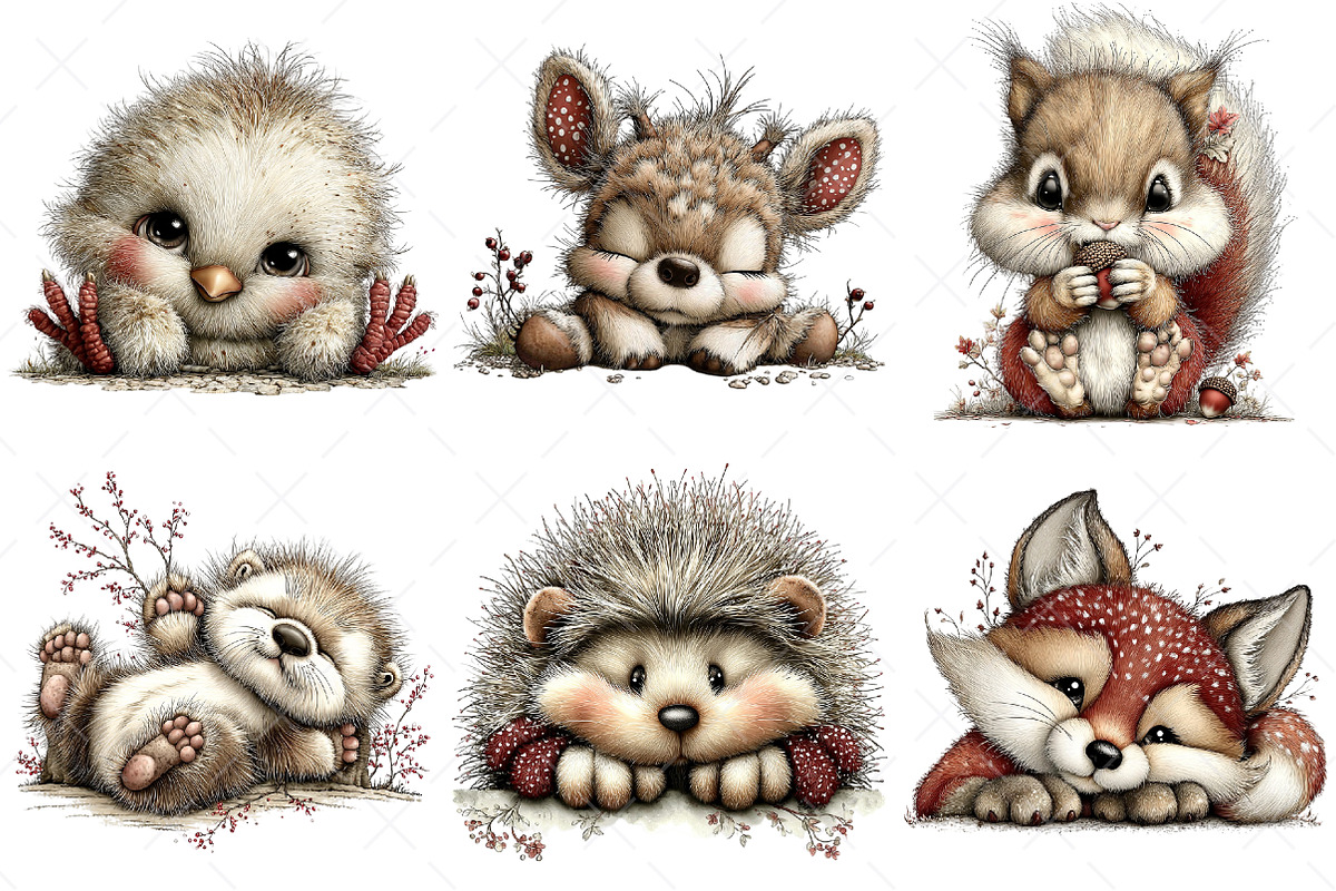 Cute Animals Lying Down Clipart, an Illustration by Craft Nest (Photo 3 of 11)
