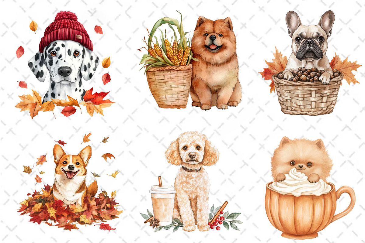 Watercolor Autumn Dog Clipart, an Illustration by Dream Creation (Photo 5 of 6)