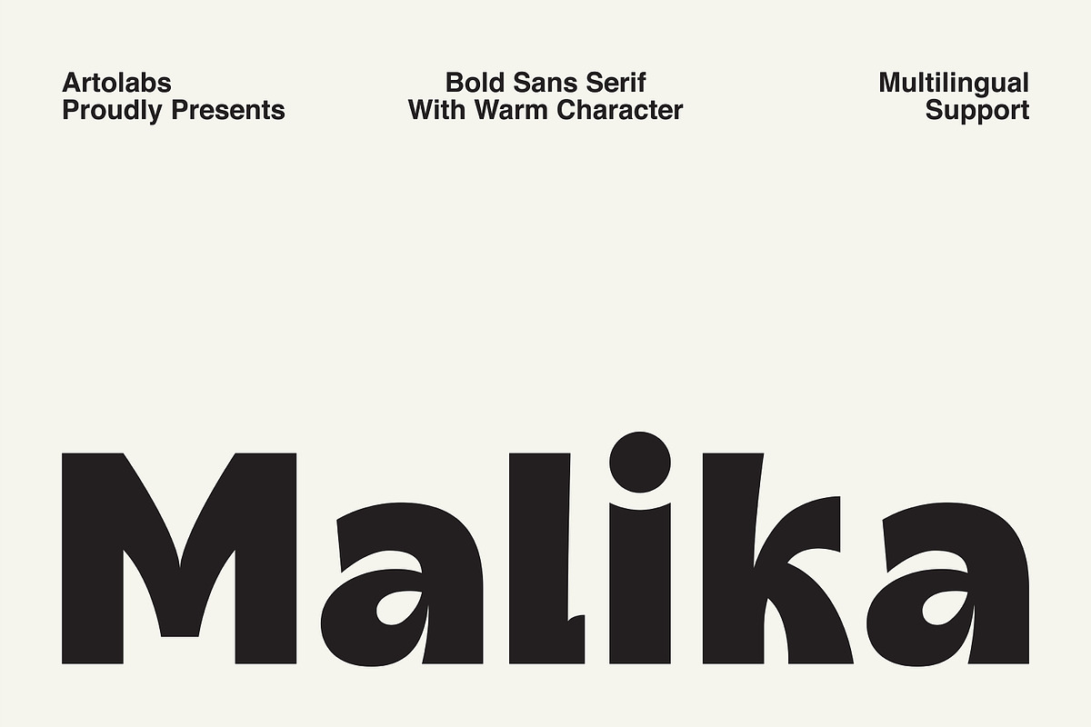 Malika | Warm & Bold Sans Serif Font, a Sans Serif Font by Artolabs (Photo 1 of 8)