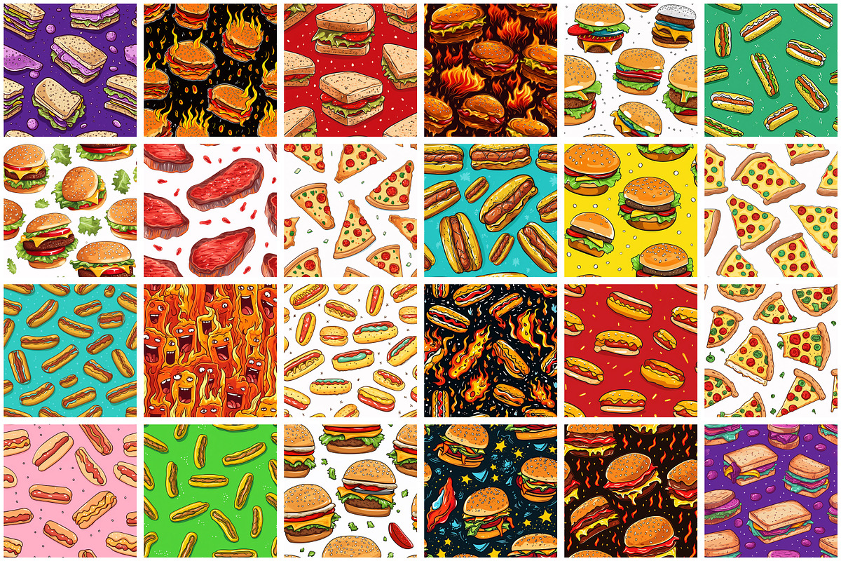 Fast Food Seamless Pattern, a Pattern Graphic by Forhadx5 (Photo 6 of 7)