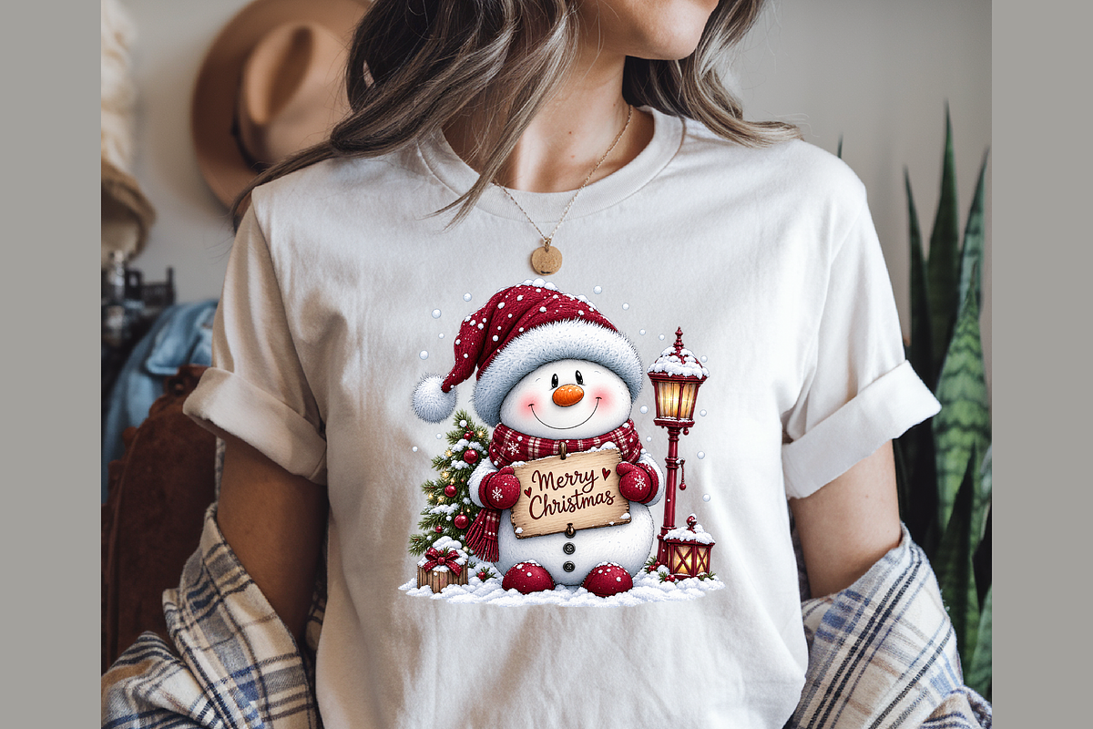 Merry Christmas Snowman Greeting, a Seasonal Illustration by Printable Design Store (Photo 4 of 5)