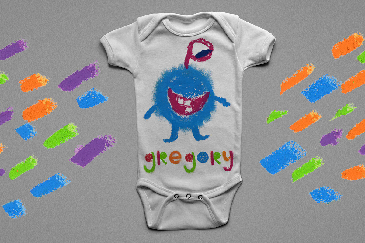 "Little monster" bitmap color font preview 5