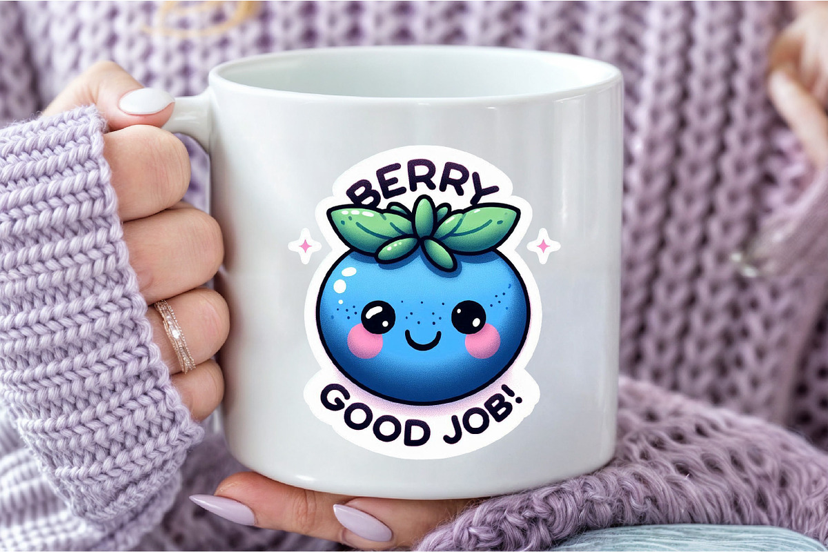 Funny,Berry Good Job Sticker, an Illustration by DreamCafeArt (Photo 3 of 7)