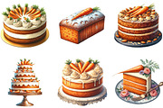 Watercolor Carrot Cake Clipart, a Seasonal Illustration by DreamArtGraphic (Thumbnail 3 of 4)