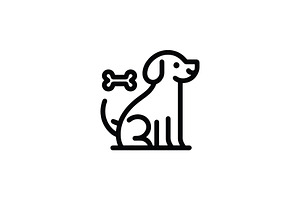 Dog bone sitting emblem vector logo, a Branding & Logo Template by Vectorium Studio
