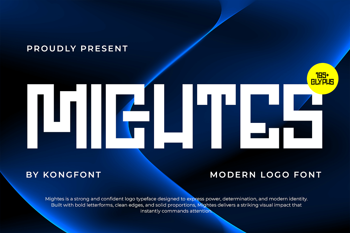 Mightes - Modern Logo Font, a Serif Font by overlaytemplates (Photo 1 of 5)