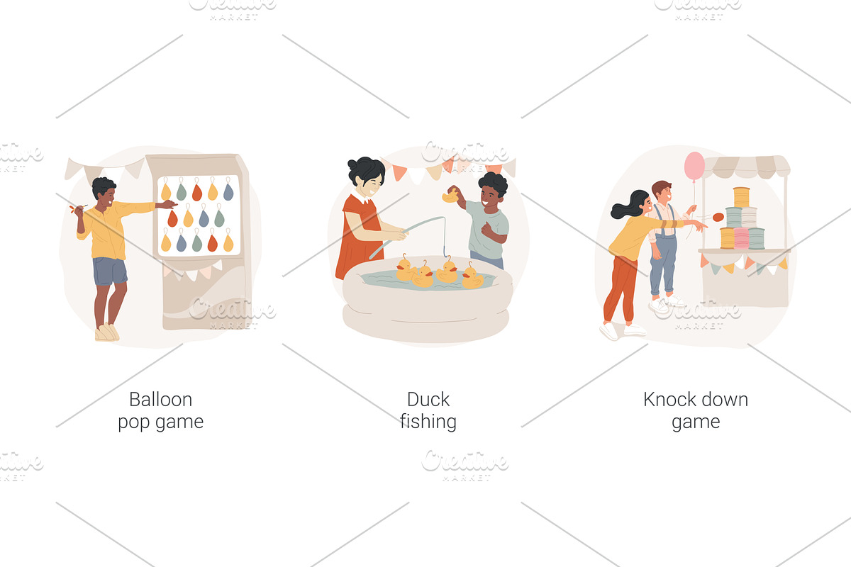 School fair games isolated cartoon, an Education Illustration by Visual Generation