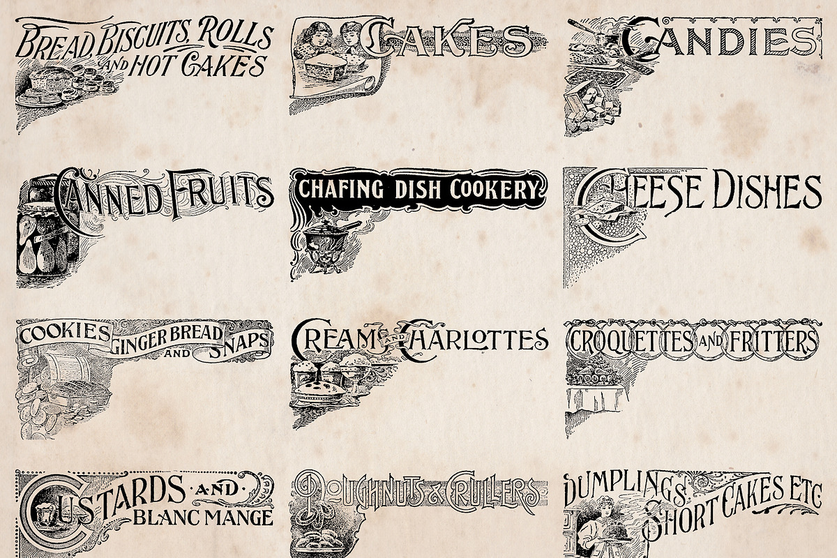 Vintage Food and Menu Titles preview 4