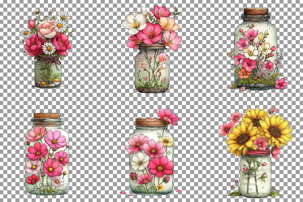 Spring Flowers Jar Clipart, an Illustration by Sublimation Artist (Photo 3 of 7)