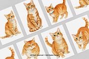 15 Bundle Watercolor Orange Cats Pet, an Animal Illustration by Morspective (Thumbnail 3 of 8)
