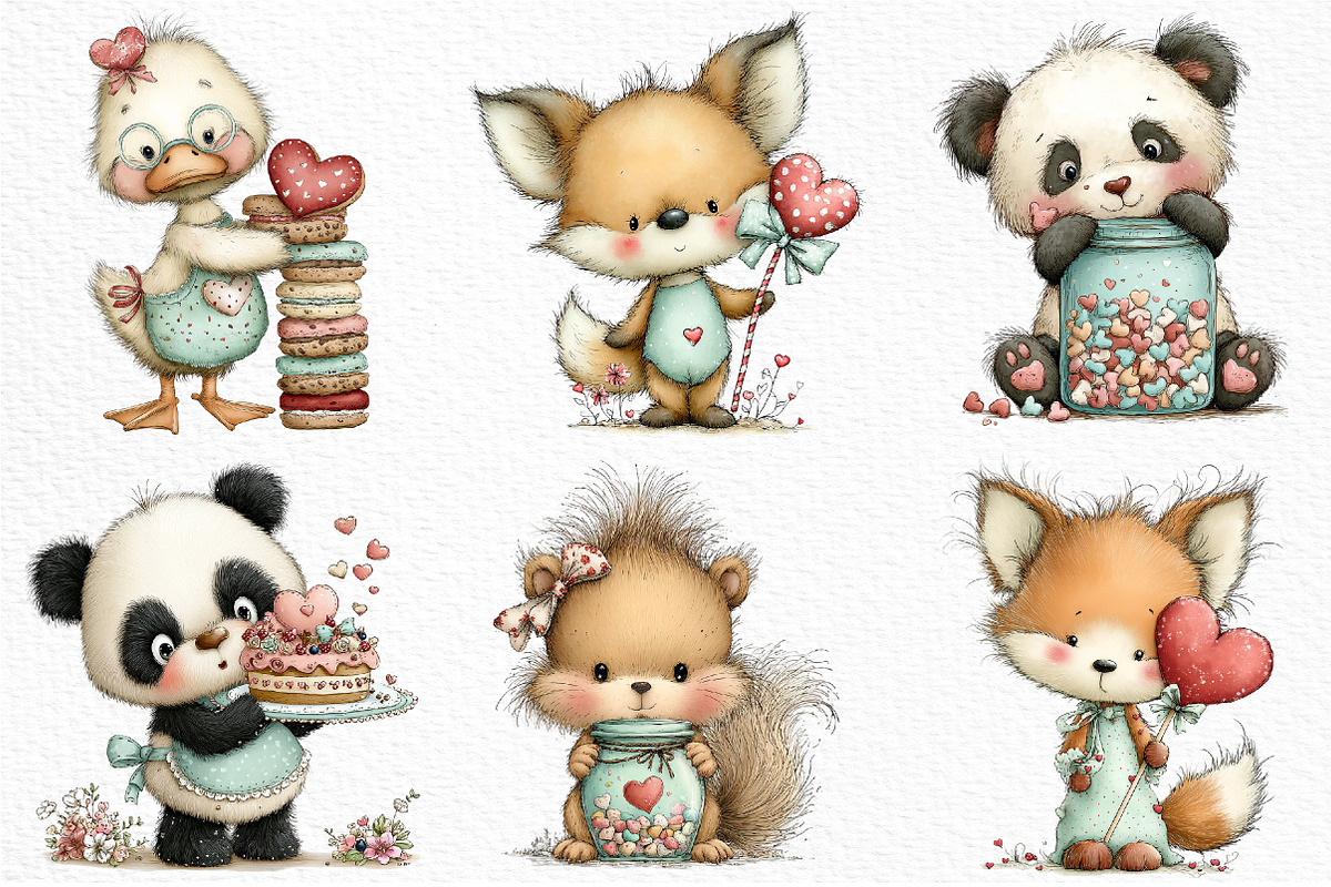 Whimsical Valentine Sweet Animals, an Illustration by Craft Nest (Photo 4 of 11)