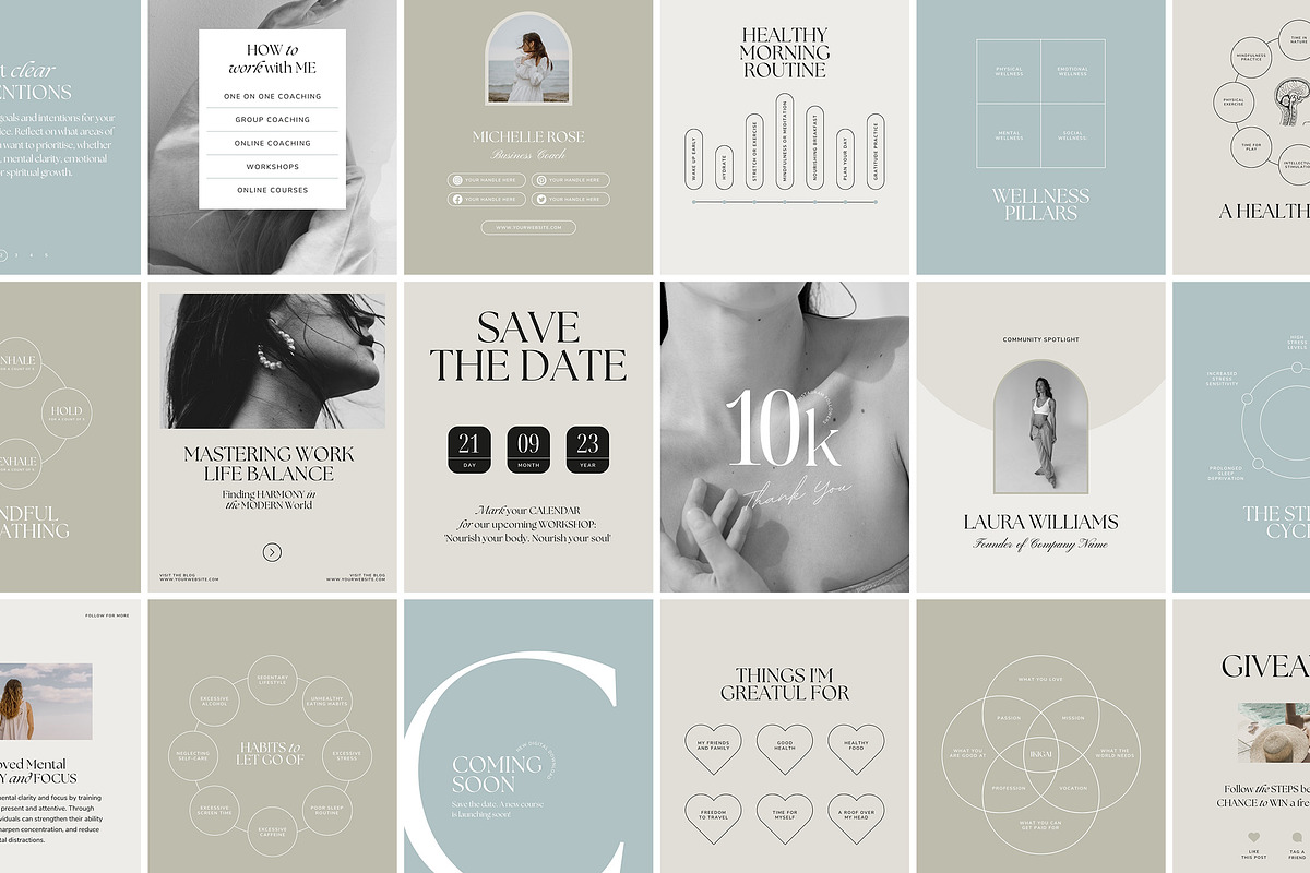 Wellness Instagram Templates, a Social Media Template by Studio Loire (Photo 6 of 8)