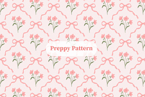 Preppy bow flower patterns