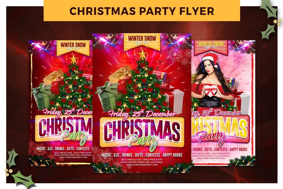 Christmas Party Flyer Template, a Flyer Template by HollyMolly! (Photo 1 of 5)