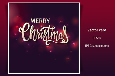Merry Christmas card with lettering.