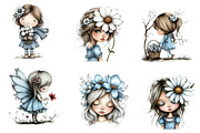 Flowers and Girls Clipart, an Illustration by CreationArt (Thumbnail 5 of 6)