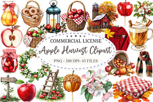 Apple Harvest Watercolor Clipart