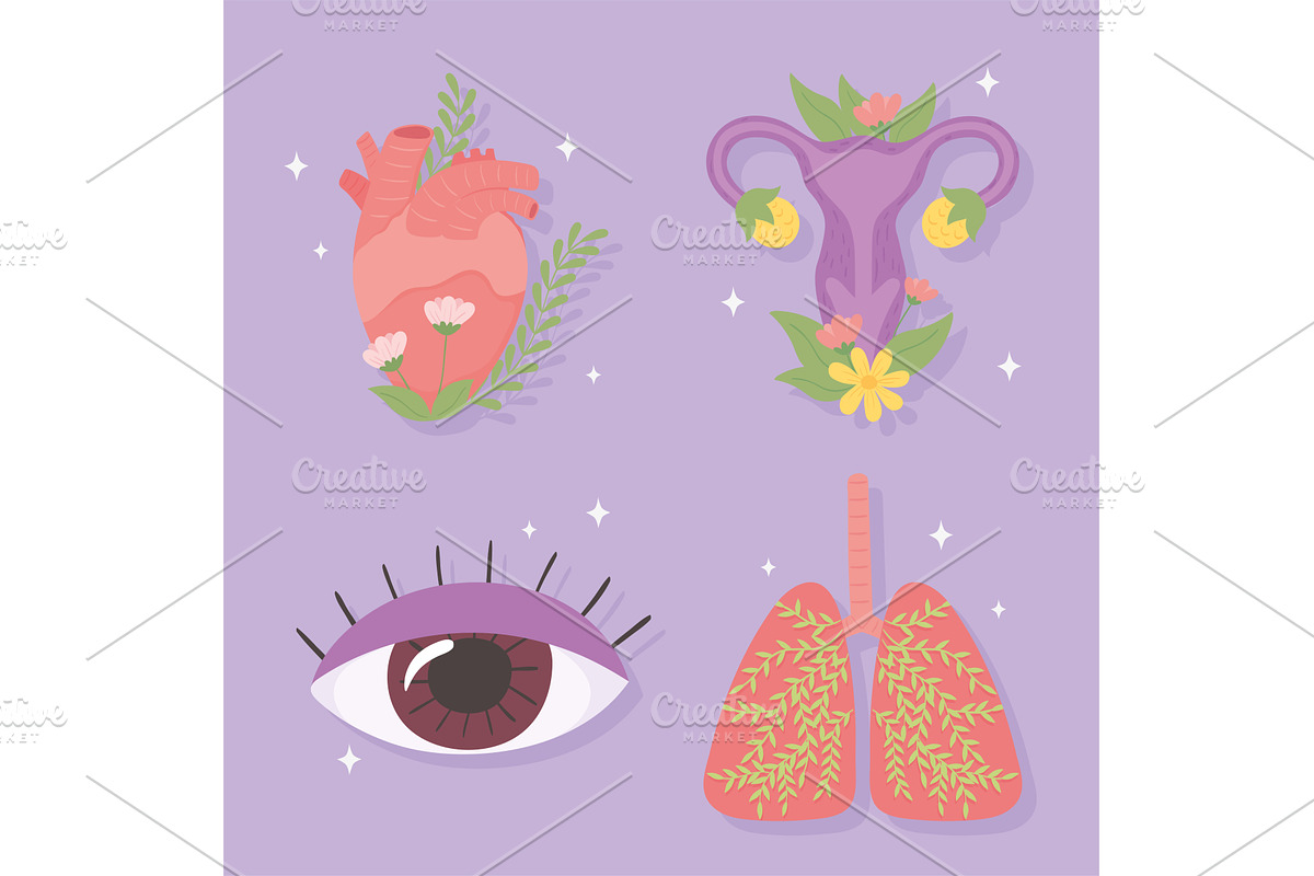 human body parts icons, an Object Illustration by studiogstock