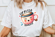 Funny, Espresso Your Self Sticker, an Illustration by DreamCafeArt (Thumbnail 2 of 7)