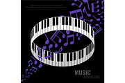 Music Background with Round Piano, a Decorative Illustration by PsychocheArt (Thumbnail 1 of 3)