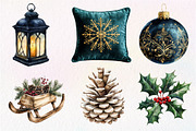 Watercolor Moody Christmas Clipart, an Illustration by Dream Creation (Thumbnail 4 of 6)