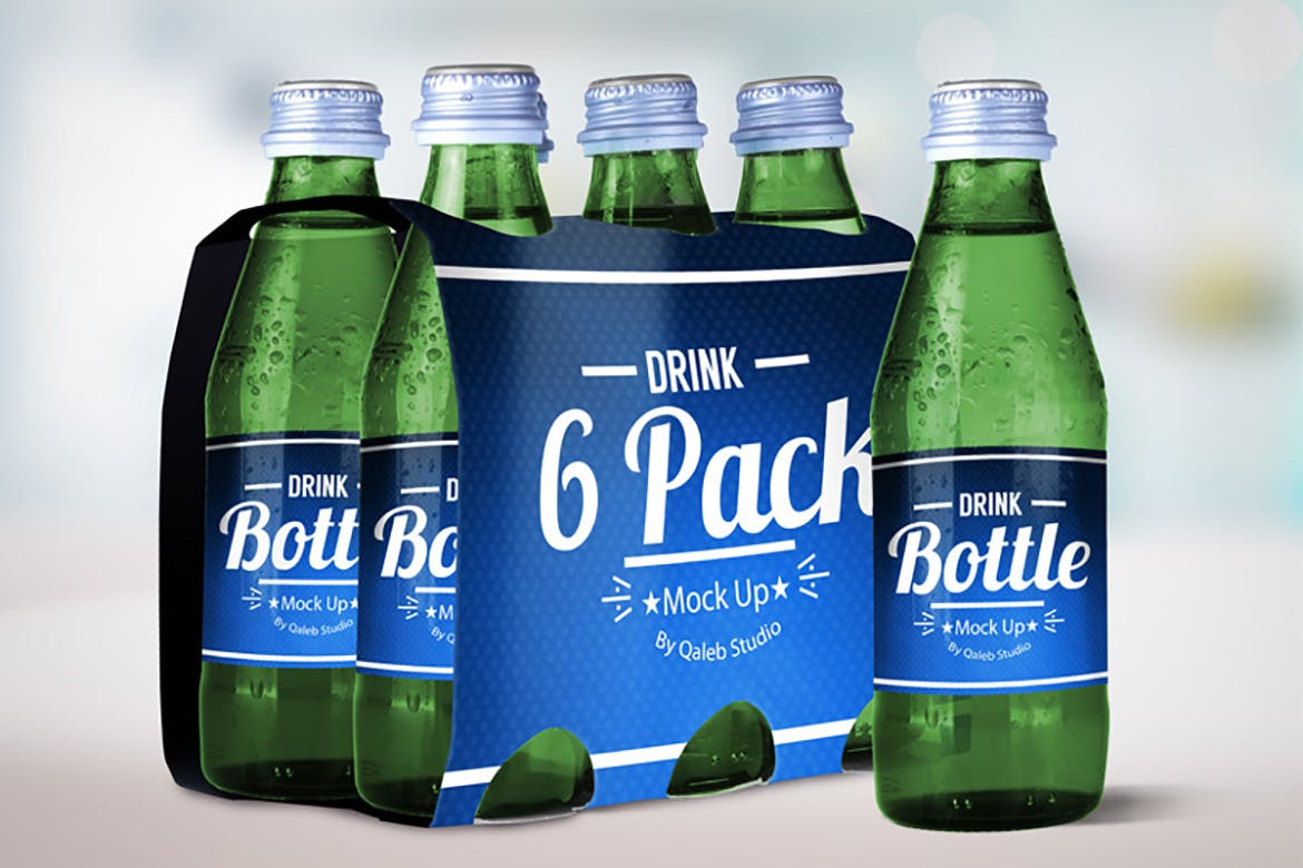 Drink Bottle & 6 Pack Mock Up V.1, a Packaging Mockup by Qaleb Studio